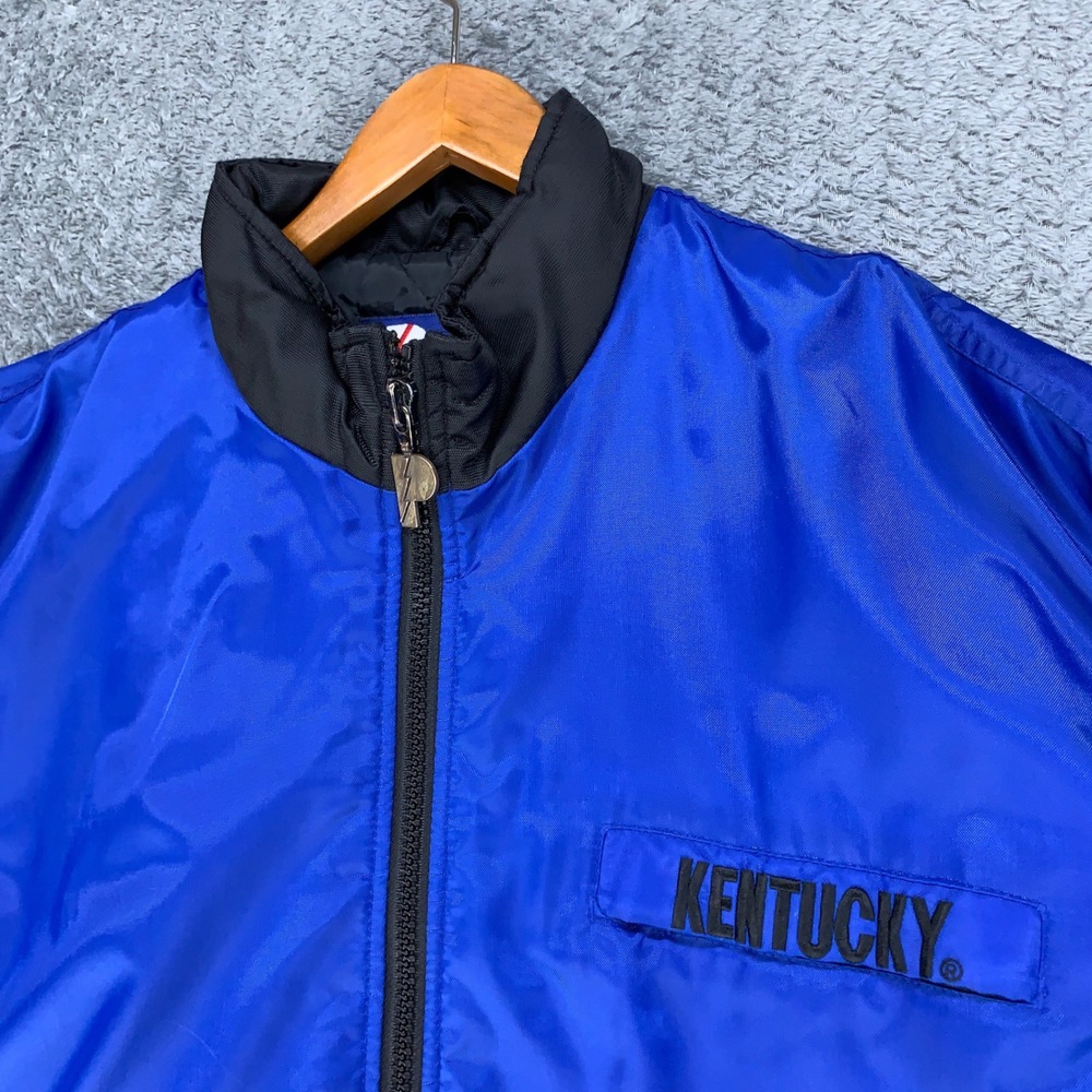 Pro Player Puffer Jacket Mens S Blue Kentucky Wildcats Vintage Quilted Zip Up